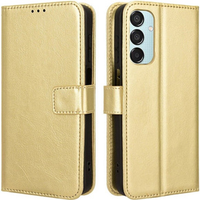 Θήκη με πτερύγιο για Samsung Galaxy M15 5G, Crazy Horse Wallet, χρυσή