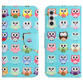 Θήκη με πτερύγιο για Samsung Galaxy M15 5G, Wallet, Owls μπλε