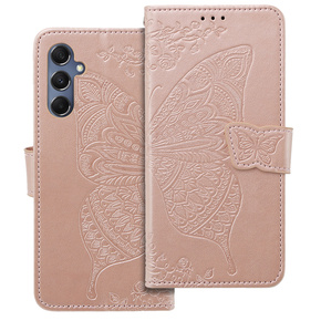 Θήκη με πτερύγιο για Samsung Galaxy M34 5G, Butterfly, ροζ rose gold