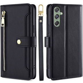 Θήκη με πτερύγιο για Samsung Galaxy M34, Wallet Zipper Pocket, μαύρη