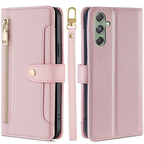 Θήκη με πτερύγιο για Samsung Galaxy M34, Wallet Zipper Pocket, ροζ