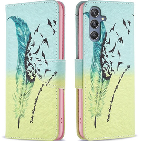 Θήκη με πτερύγιο για Samsung Galaxy M34, Wallet, feather, μπλε