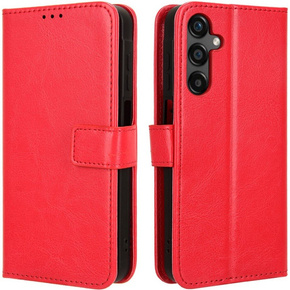 Θήκη με πτερύγιο για Samsung Galaxy M55 5G, Crazy Horse Wallet, κόκκινη