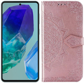 Θήκη με πτερύγιο για Samsung Galaxy M55 5G, Mandala, ροζ