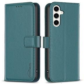Θήκη με πτερύγιο για Samsung Galaxy S23 FE, BINFEN Wallet, πράσινη + γυαλί 9H