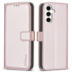 Θήκη με πτερύγιο για Samsung Galaxy S23 FE, BINFEN Wallet, ροζ rose gold + γυαλί 9H