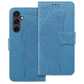 Θήκη με πτερύγιο για Samsung Galaxy S23 FE, Butterfly, μπλε