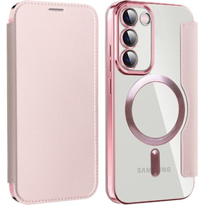 Θήκη με πτερύγιο για Samsung Galaxy S23, Wallet, MagSafe, ροζ rose gold