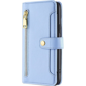 Θήκη με πτερύγιο για Samsung Galaxy S23, Wallet Zipper Pocket, μπλε