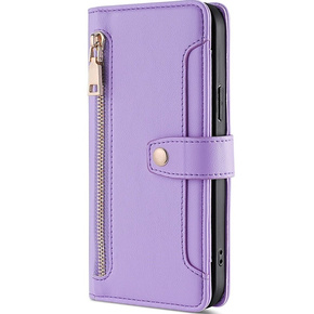 Θήκη με πτερύγιο για Samsung Galaxy S23, Wallet Zipper Pocket, μωβ