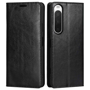 Θήκη με πτερύγιο για Sony Xperia 10 IV, Case Genuine Leather, μαύρη