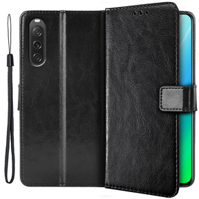 Θήκη με πτερύγιο για Sony Xperia 10 V, Crazy Horse Wallet, μαύρη