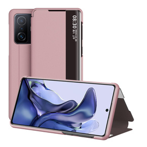 Θήκη με πτερύγιο για Xiaomi 11T / 11T Pro, Side View, ροζ rose gold