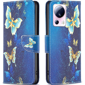 Θήκη με πτερύγιο για Xiaomi 13 Lite, Wallet, butterfly, μπλε