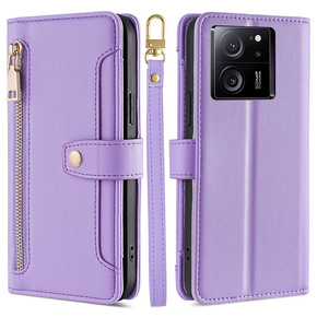 Θήκη με πτερύγιο για Xiaomi 13T / 13T Pro / Redmi K60 Ultra, Wallet Zipper Pocket, μωβ