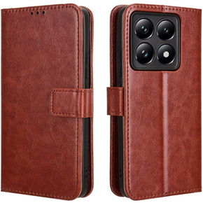 Θήκη με πτερύγιο για Xiaomi 14T Pro, Crazy Horse Wallet, καφέ