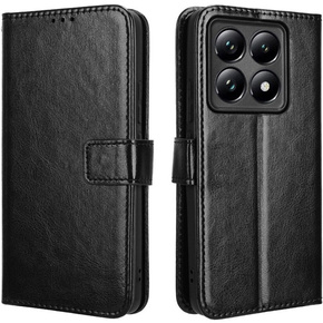 Θήκη με πτερύγιο για Xiaomi 14T Pro, Crazy Horse Wallet, μαύρη