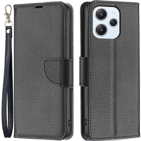 Θήκη με πτερύγιο για Xiaomi Redmi 12 4G, Wallet Litchi Magnet, μαύρη