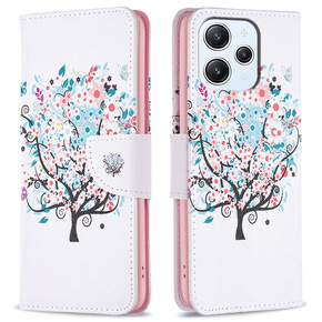 Θήκη με πτερύγιο για Xiaomi Redmi 12 4G, Wallet, colorful tree, λευκή