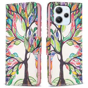 Θήκη με πτερύγιο για Xiaomi Redmi 12 4G, Wallet, tree of life, λευκή