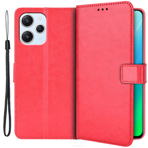 Θήκη με πτερύγιο για Xiaomi Redmi 12, Crazy Horse Wallet, κόκκινη