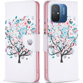 Θήκη με πτερύγιο για Xiaomi Redmi 12C, Wallet, colorful tree, λευκή