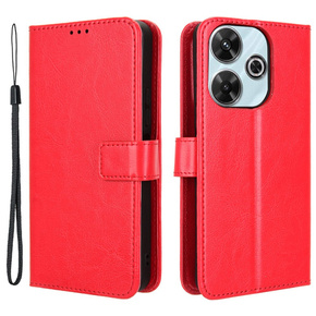 Θήκη με πτερύγιο για Xiaomi Redmi 13, Crazy Horse Wallet, κόκκινη