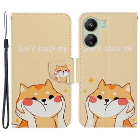 Θήκη με πτερύγιο για Xiaomi Redmi 13C / Poco C65, Wallet, Akita Dog, χρώματος κρεμ