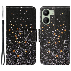 Θήκη με πτερύγιο για Xiaomi Redmi 13C / Poco C65, Wallet, Stars, μαύρη