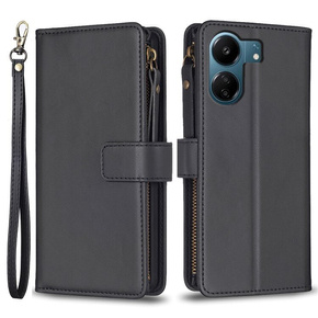 Θήκη με πτερύγιο για Xiaomi Redmi 13C / Poco C65, Wallet Zipper Pocket, μαύρη