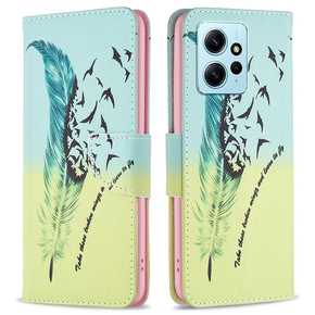 Θήκη με πτερύγιο για Xiaomi Redmi Note 12 4G, Wallet, feather, μπλε