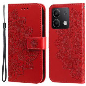 Θήκη με πτερύγιο για Xiaomi Redmi Note 13 5G, Mandala, κόκκινη