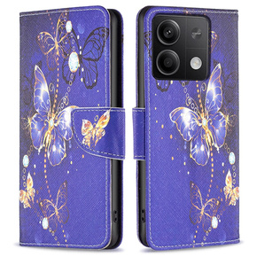 Θήκη με πτερύγιο για Xiaomi Redmi Note 13 5G, Wallet, Butterflies μωβ