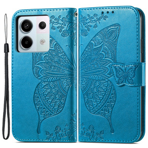 Θήκη με πτερύγιο για Xiaomi Redmi Note 13 Pro 5G, Butterfly, μπλε