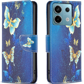 Θήκη με πτερύγιο για Xiaomi Redmi Note 13 Pro 5G, Wallet, Butterflies μπλε