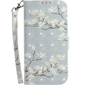 Θήκη με πτερύγιο για Xiaomi Redmi Note 9S / 9 Pro / 9 Pro Max, magnolia flowers, λευκή