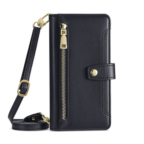 Θήκη με πτερύγιο για iPhone 15 Pro Max, Wallet Zipper Pocket, μαύρη