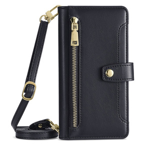 Θήκη με πτερύγιο για iPhone 15, Wallet Zipper Pocket, μαύρη