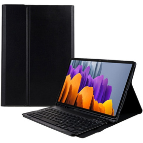 Θήκη + πληκτρολόγιο Galaxy Tab S7+ Plus / S8+ Plus /S7 FE T730 T733, Pen Slot, μαύρη
