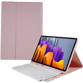 Θήκη + πληκτρολόγιο Galaxy Tab S7+ Plus / S8+ Plus /S7 FE T730 T733, Pen Slot, ροζ rose gold