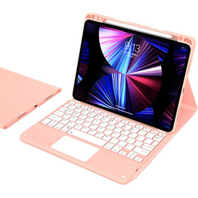 Θήκη + πληκτρολόγιο Samsung Galaxy Tab A9+, Leather Pen Slot TouchPad, ροζ
