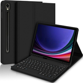 Θήκη + πληκτρολόγιο Samsung Galaxy Tab S9 FE, Leather Pen Slot, μαύρη