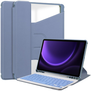 Θήκη + πληκτρολόγιο Samsung Galaxy Tab S9 FE+ Plus, Rotary 360° Leather, μωβ