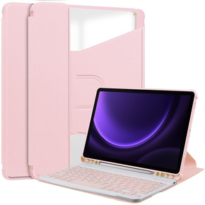 Θήκη + πληκτρολόγιο Samsung Galaxy Tab S9 FE+ Plus, Rotary 360° Leather, ροζ