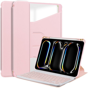 Θήκη + πληκτρολόγιο Samsung Galaxy Tab S9 FE+ Plus, Rotary 360° Leather, ροζ