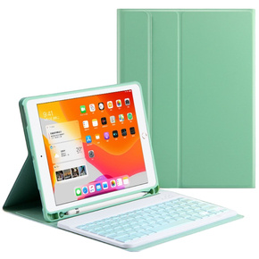Θήκη + πληκτρολόγιο iPad 10.2 7/8/9 gen 2019/2020/2021, Keyboard Cover Pen Slot, πράσινη