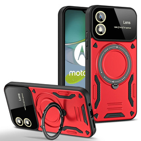 Θωρακισμένη θήκη για Motorola Moto G24 / G24 Power / G04, Magnetic Ring, κόκκινη