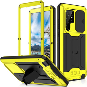 Θωρακισμένη θήκη για Samsung Galaxy S22 Ultra, R-JUST CamShield Slide, κίτρινη