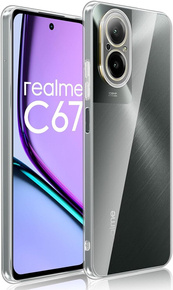Λεπτή θήκη για Realme C67 4G, διαφανής + γυαλί 9H