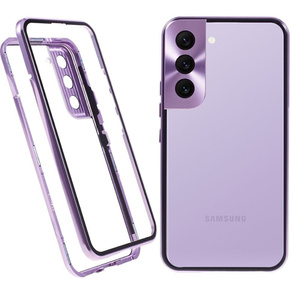 Μαγνητική θήκη Dual Glass MagSafe για Samsung Galaxy S22, μωβ